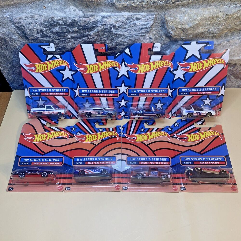 Hot Wheels 2022 HW STARS & STRIPES COMPLETE SET Of 8 *SPECIAL EDITION *